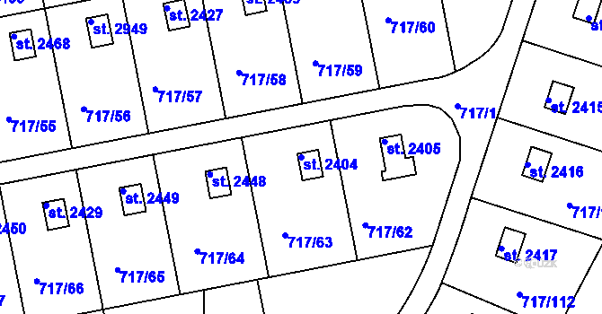 Parcela st. 2404 v KÚ Slezské Předměstí, Katastrální mapa