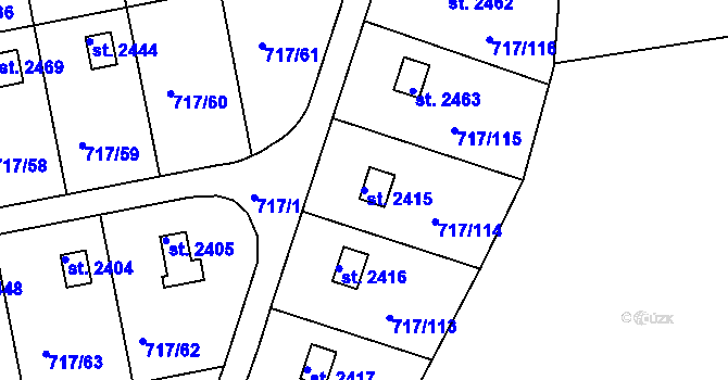 Parcela st. 2415 v KÚ Slezské Předměstí, Katastrální mapa