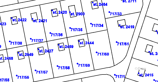 Parcela st. 2444 v KÚ Slezské Předměstí, Katastrální mapa