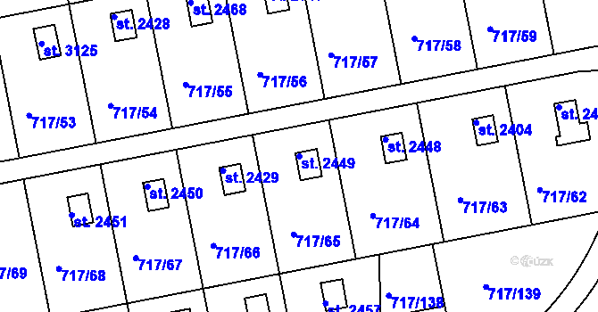 Parcela st. 2449 v KÚ Slezské Předměstí, Katastrální mapa