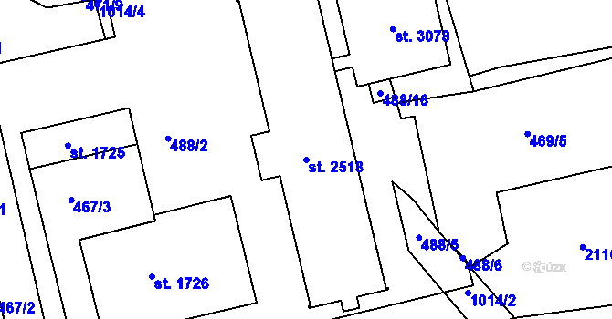 Parcela st. 2518 v KÚ Slezské Předměstí, Katastrální mapa