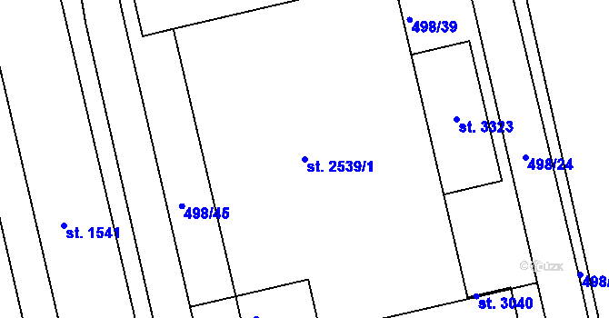 Parcela st. 2539/1 v KÚ Slezské Předměstí, Katastrální mapa