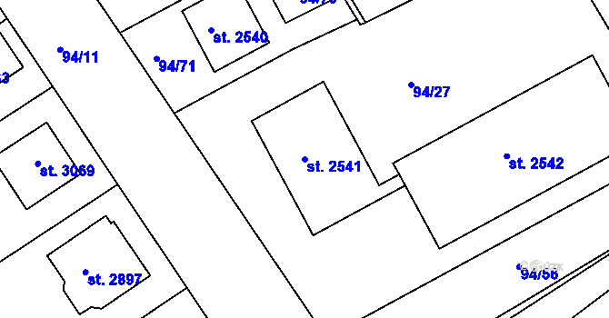 Parcela st. 2541 v KÚ Slezské Předměstí, Katastrální mapa