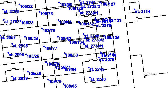 Parcela st. 2739/1 v KÚ Slezské Předměstí, Katastrální mapa