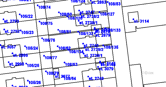 Parcela st. 2748 v KÚ Slezské Předměstí, Katastrální mapa