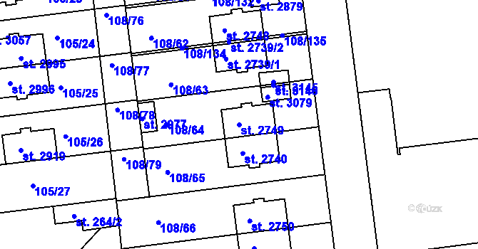 Parcela st. 2749 v KÚ Slezské Předměstí, Katastrální mapa