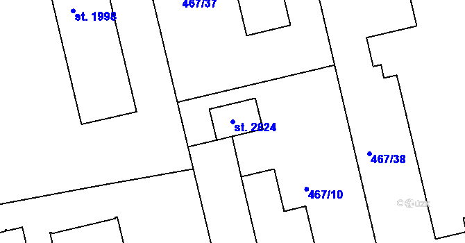 Parcela st. 2824 v KÚ Slezské Předměstí, Katastrální mapa