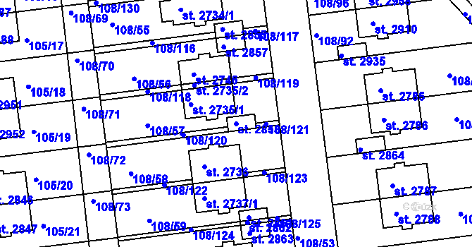 Parcela st. 2858 v KÚ Slezské Předměstí, Katastrální mapa