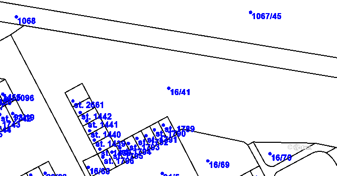 Parcela st. 16/41 v KÚ Slezské Předměstí, Katastrální mapa