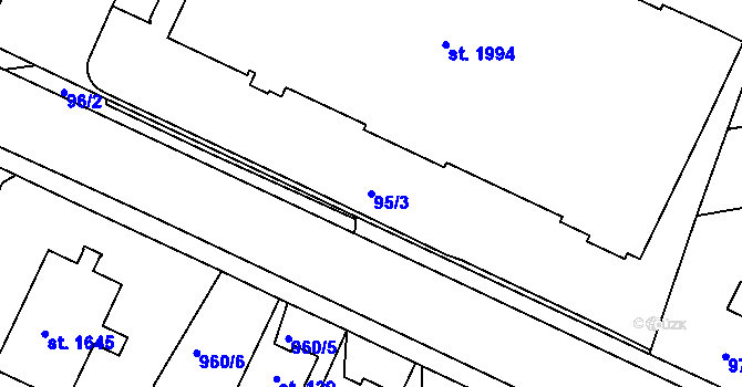Parcela st. 95/3 v KÚ Slezské Předměstí, Katastrální mapa