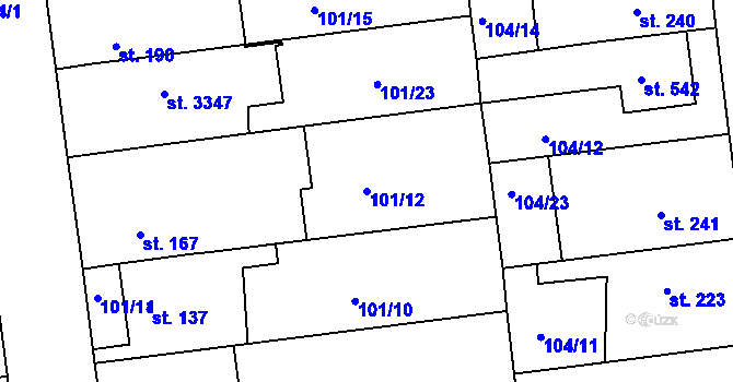 Parcela st. 101/12 v KÚ Slezské Předměstí, Katastrální mapa