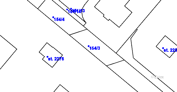 Parcela st. 154/3 v KÚ Slezské Předměstí, Katastrální mapa