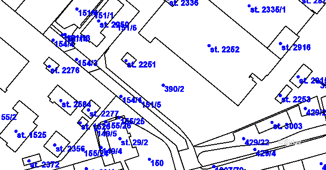 Parcela st. 390/2 v KÚ Slezské Předměstí, Katastrální mapa