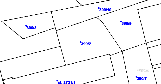 Parcela st. 399/2 v KÚ Slezské Předměstí, Katastrální mapa