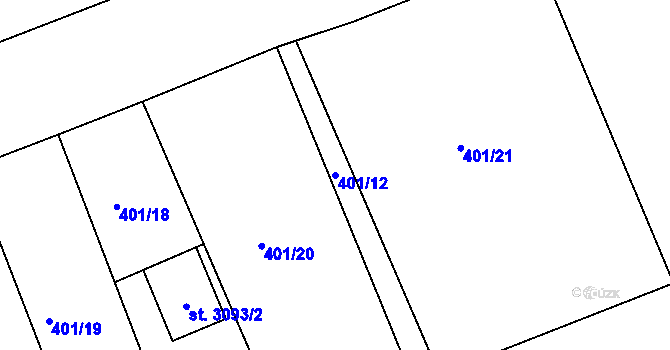 Parcela st. 401/12 v KÚ Slezské Předměstí, Katastrální mapa