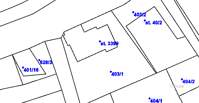Parcela st. 403 v KÚ Slezské Předměstí, Katastrální mapa