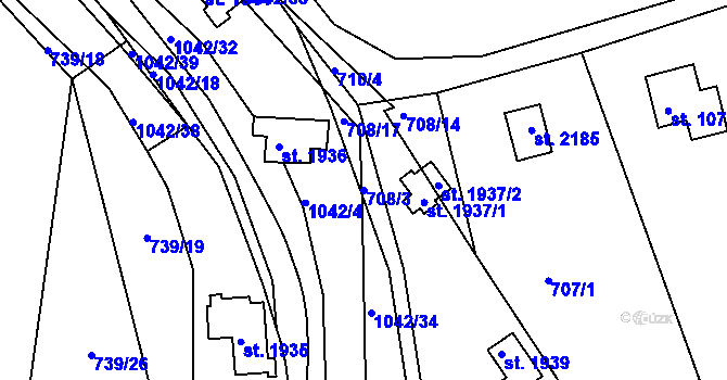 Parcela st. 708/3 v KÚ Slezské Předměstí, Katastrální mapa