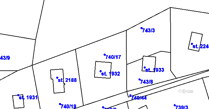 Parcela st. 740/17 v KÚ Slezské Předměstí, Katastrální mapa