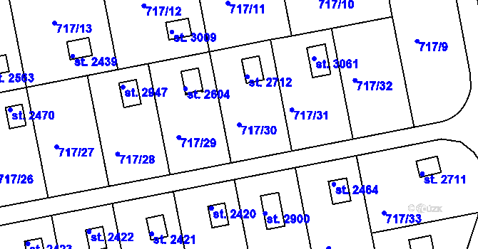 Parcela st. 717/30 v KÚ Slezské Předměstí, Katastrální mapa