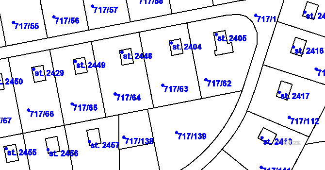 Parcela st. 717/63 v KÚ Slezské Předměstí, Katastrální mapa