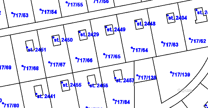 Parcela st. 717/65 v KÚ Slezské Předměstí, Katastrální mapa