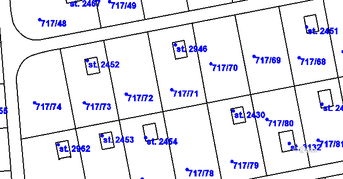 Parcela st. 717/71 v KÚ Slezské Předměstí, Katastrální mapa