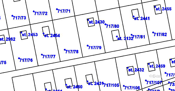 Parcela st. 717/79 v KÚ Slezské Předměstí, Katastrální mapa
