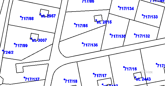 Parcela st. 717/136 v KÚ Slezské Předměstí, Katastrální mapa