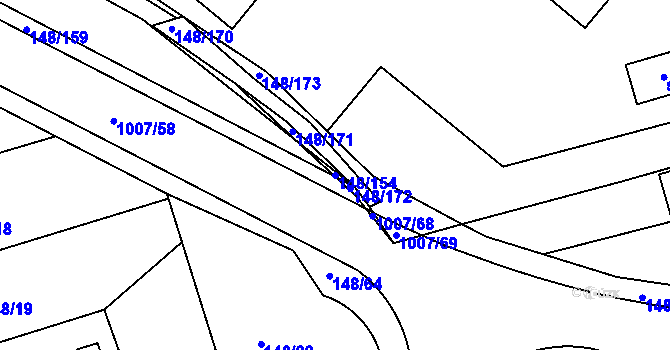 Parcela st. 148/154 v KÚ Slezské Předměstí, Katastrální mapa