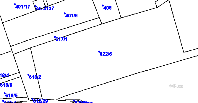Parcela st. 622/6 v KÚ Slezské Předměstí, Katastrální mapa
