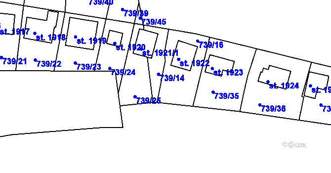 Parcela st. 739/14 v KÚ Slezské Předměstí, Katastrální mapa