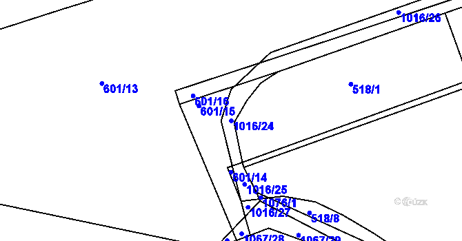 Parcela st. 1016/24 v KÚ Slezské Předměstí, Katastrální mapa