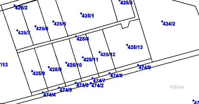 Parcela st. 425/12 v KÚ Slezské Předměstí, Katastrální mapa
