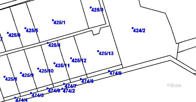 Parcela st. 425/13 v KÚ Slezské Předměstí, Katastrální mapa