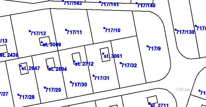 Parcela st. 3061 v KÚ Slezské Předměstí, Katastrální mapa