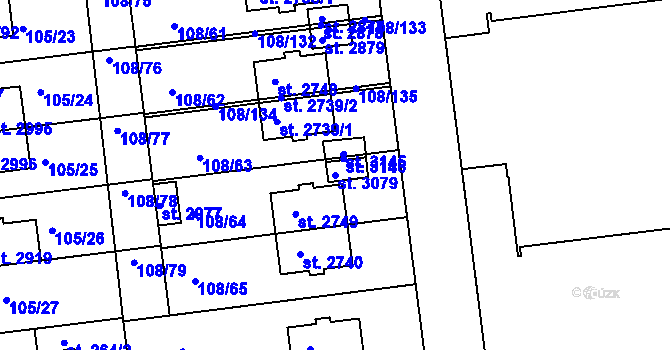 Parcela st. 3079 v KÚ Slezské Předměstí, Katastrální mapa