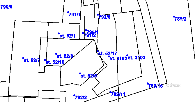 Parcela st. 52/17 v KÚ Slezské Předměstí, Katastrální mapa