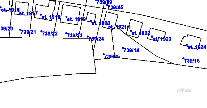 Parcela st. 739/25 v KÚ Slezské Předměstí, Katastrální mapa