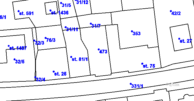 Parcela st. 81/2 v KÚ Malšovice u Hradce Králové, Katastrální mapa