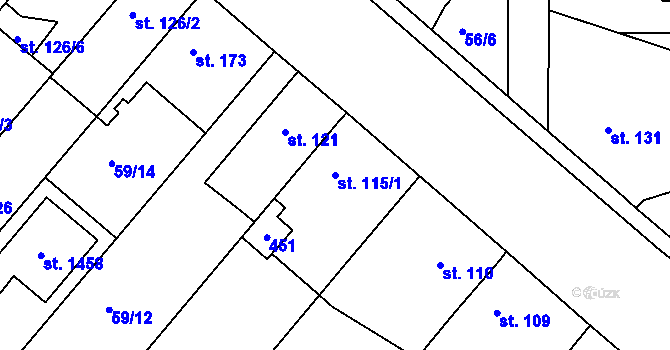 Parcela st. 115/1 v KÚ Malšovice u Hradce Králové, Katastrální mapa