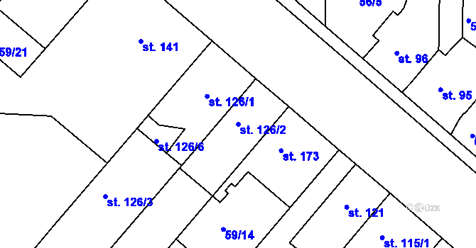 Parcela st. 126/2 v KÚ Malšovice u Hradce Králové, Katastrální mapa