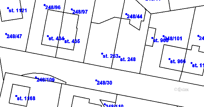 Parcela st. 263 v KÚ Malšovice u Hradce Králové, Katastrální mapa