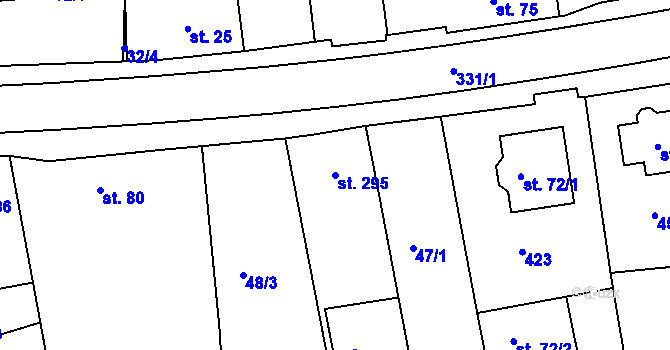 Parcela st. 295 v KÚ Malšovice u Hradce Králové, Katastrální mapa