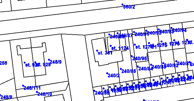 Parcela st. 301 v KÚ Malšovice u Hradce Králové, Katastrální mapa