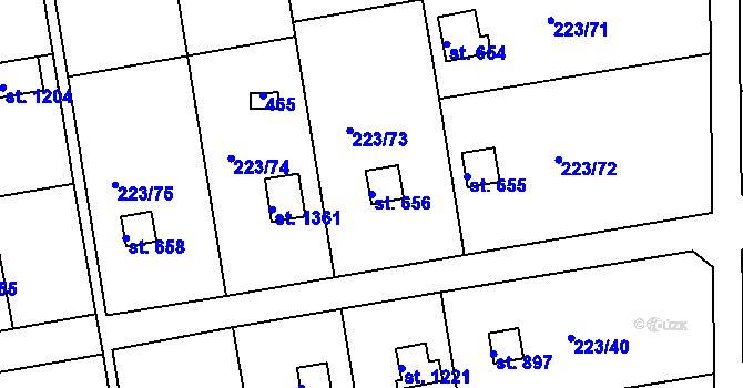 Parcela st. 656 v KÚ Malšovice u Hradce Králové, Katastrální mapa