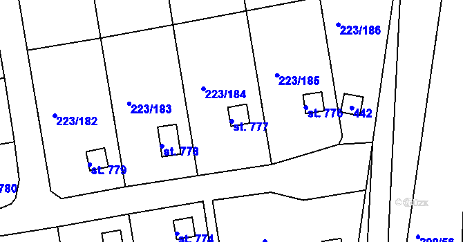 Parcela st. 777 v KÚ Malšovice u Hradce Králové, Katastrální mapa