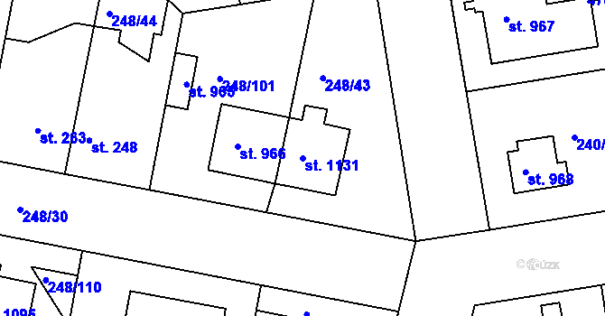 Parcela st. 1131 v KÚ Malšovice u Hradce Králové, Katastrální mapa