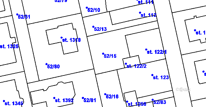 Parcela st. 52/15 v KÚ Malšovice u Hradce Králové, Katastrální mapa