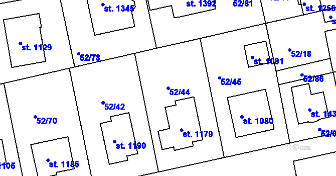 Parcela st. 52/44 v KÚ Malšovice u Hradce Králové, Katastrální mapa
