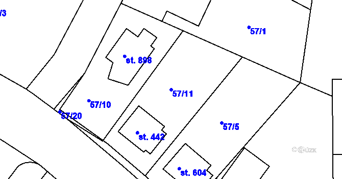 Parcela st. 57/11 v KÚ Malšovice u Hradce Králové, Katastrální mapa
